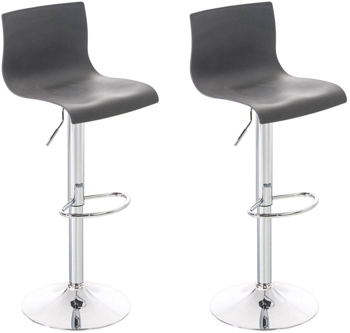 CLP 2er Set Barhocker Hoover Kunststoff chrom Farbe: grau