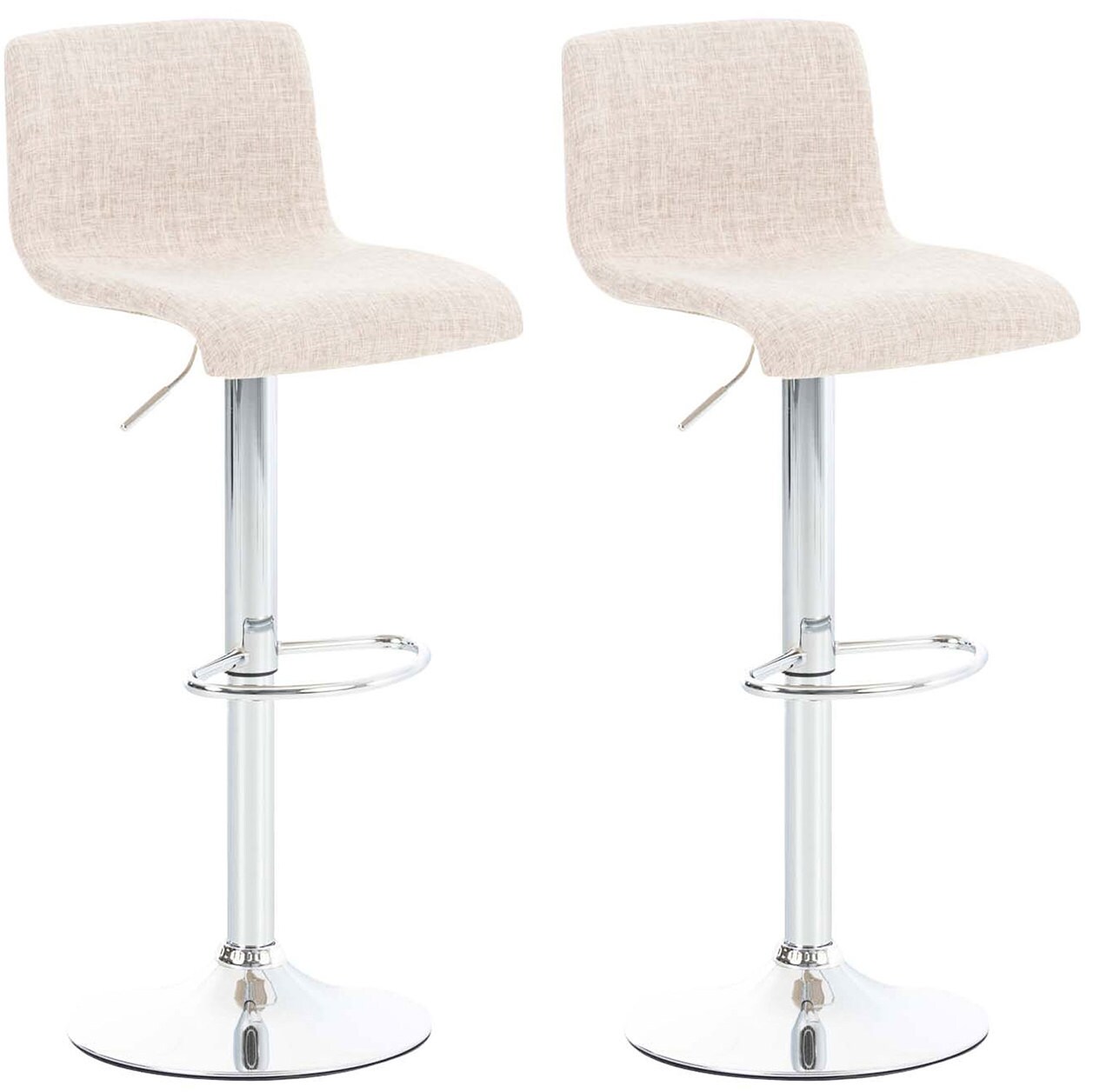 CLP 2er Set Barhocker Hoover Stoff chrom Farbe: creme, Gestell Farbe: chrom