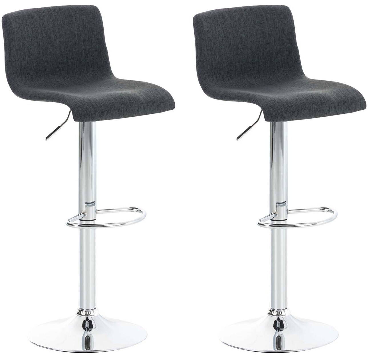CLP 2er Set Barhocker Hoover Stoff chrom Farbe: dunkelgrau, Gestell Farbe: chrom