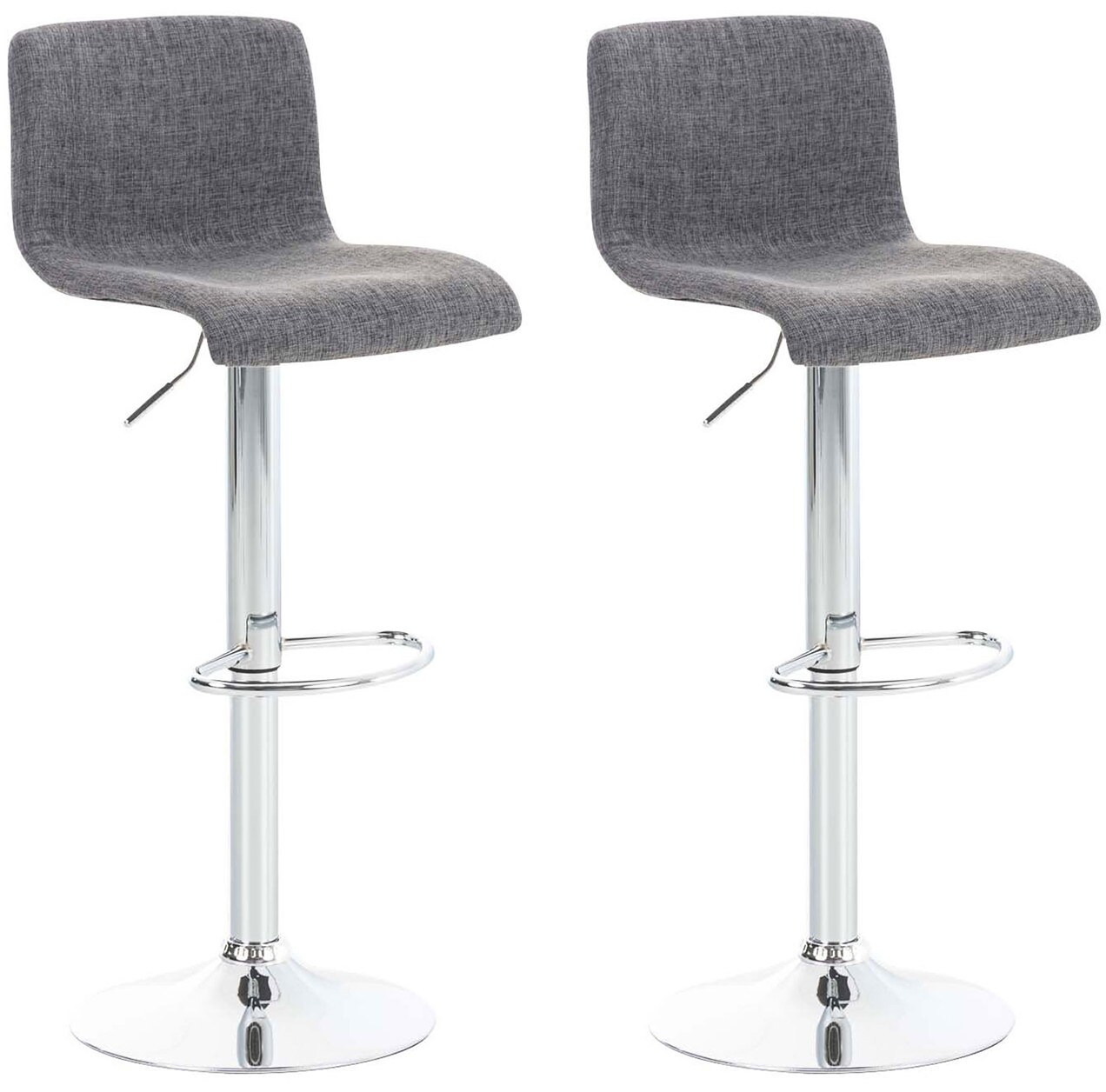 CLP 2er Set Barhocker Hoover Stoff chrom Farbe: hellgrau, Gestell Farbe: chrom