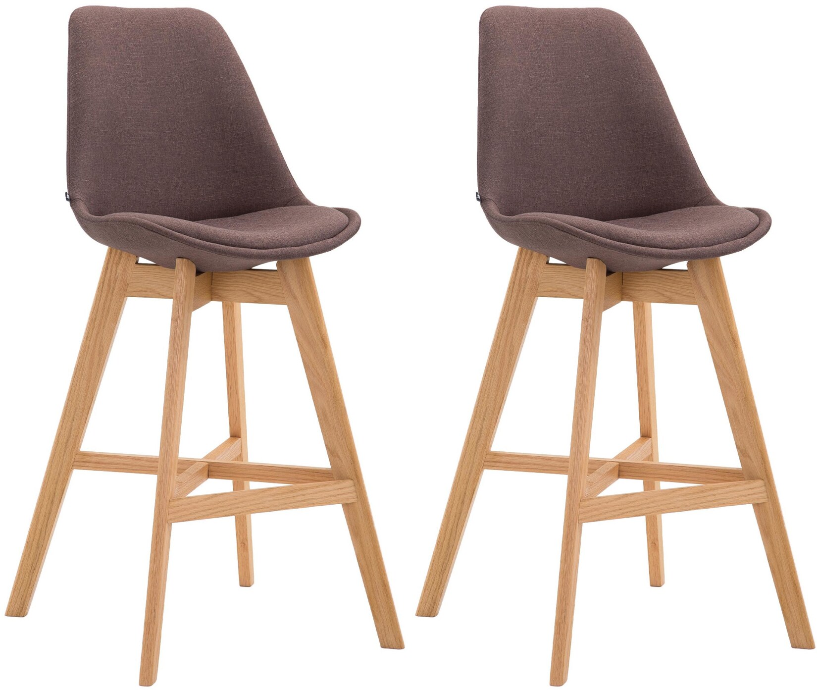 CLP 2er Set Barhocker Cannes Stoff natura Farbe: braun, Gestell Farbe: natur