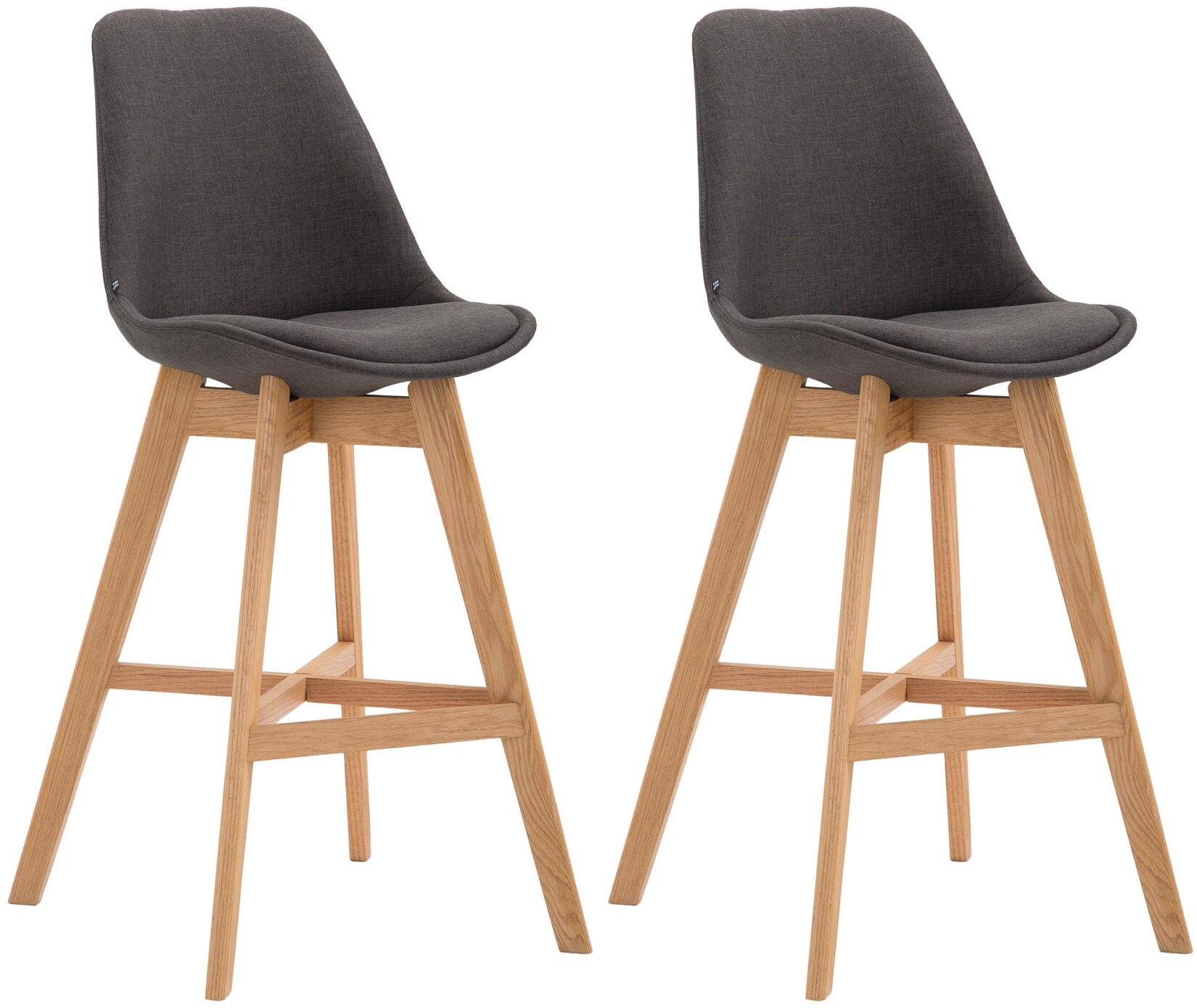CLP 2er Set Barhocker Cannes Stoff natura Farbe: dunkelgrau, Gestell Farbe: natur