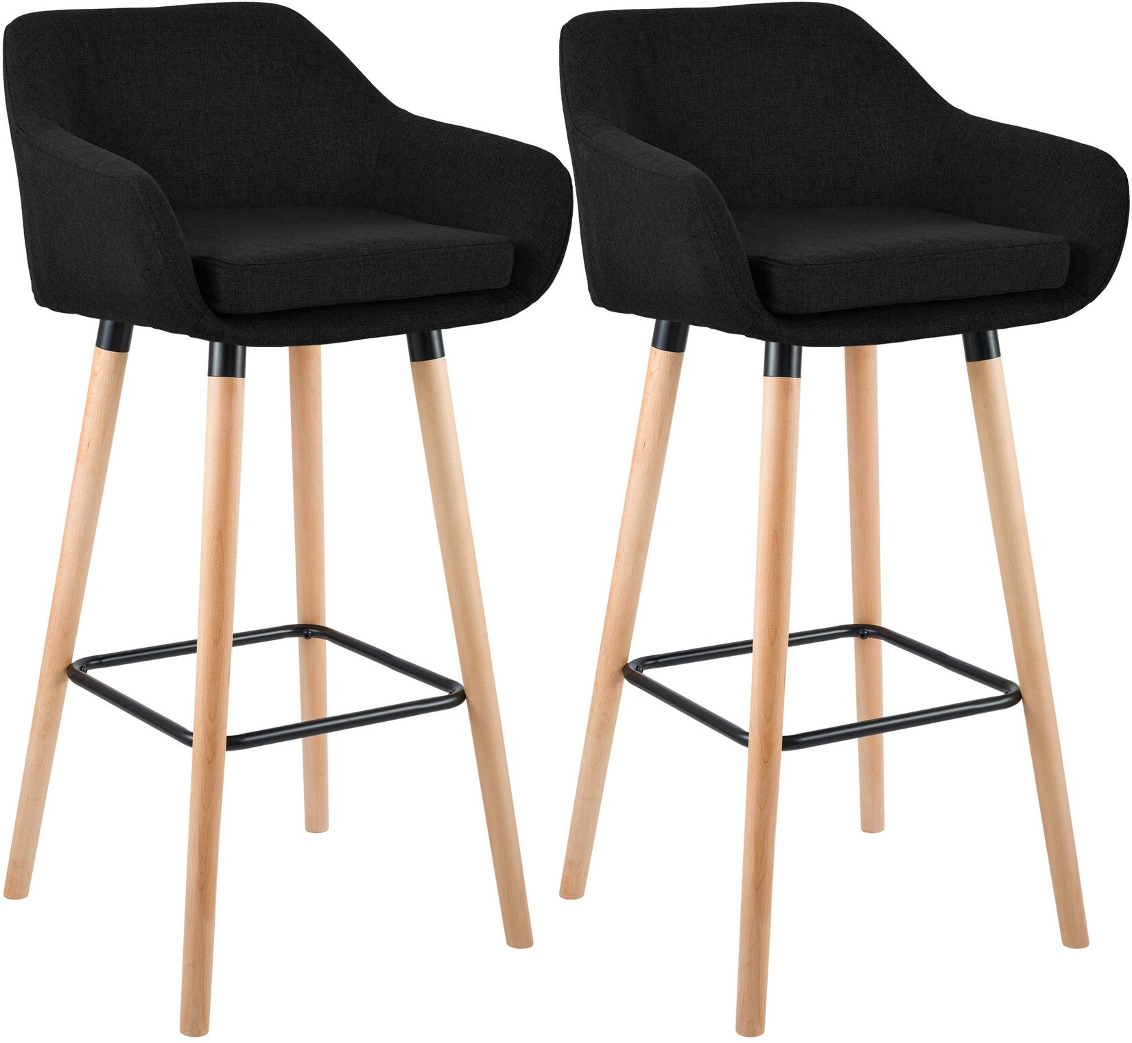 CLP 2er Set Barhocker Grant Stoff Farbe: schwarz