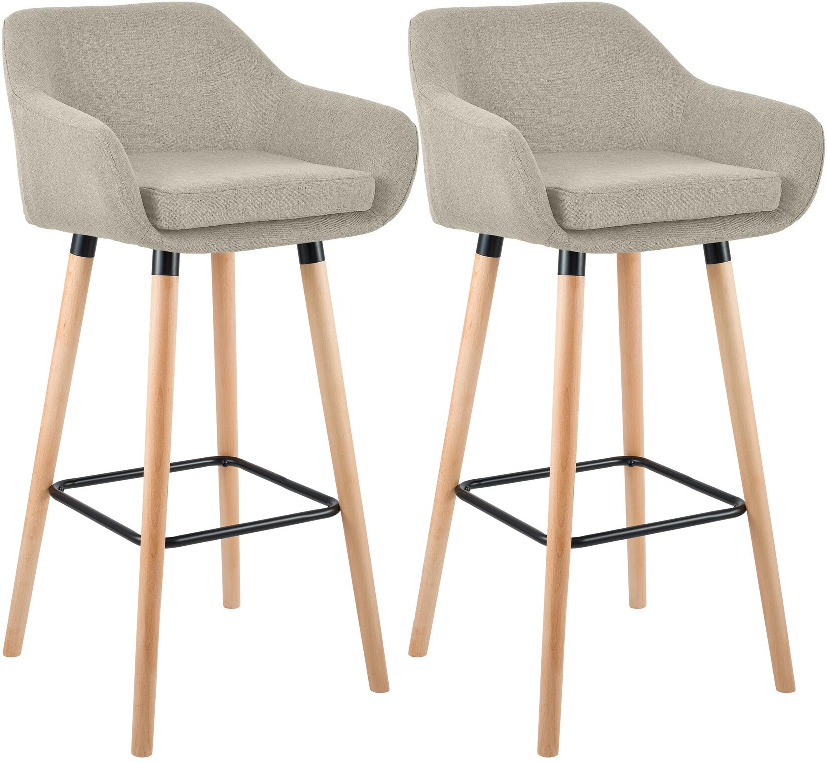 CLP 2er Set Barhocker Grant Stoff Farbe: creme