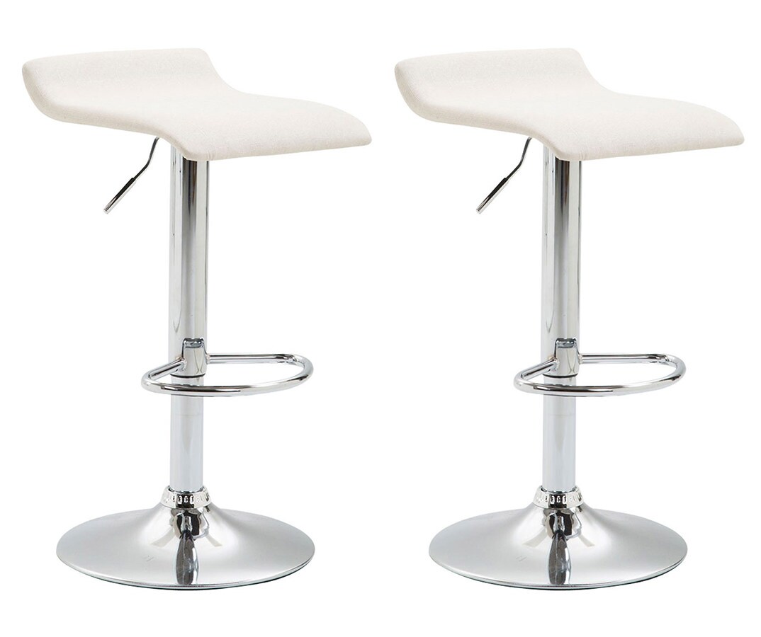 CLP 2er Set Barhocker Dyn Mit Stoffbezug I H&ouml;henverstellbarer Thekenhocker Mit Fu&szlig;st&uuml;tze I Tresenhocker Mit Trompetenfu&szlig; 