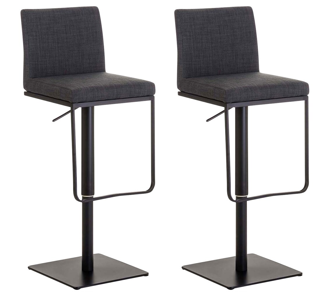 CLP 2er Set Barhocker Panama B Stoff Farbe: dunkelgrau, Gestell Farbe: schwarz