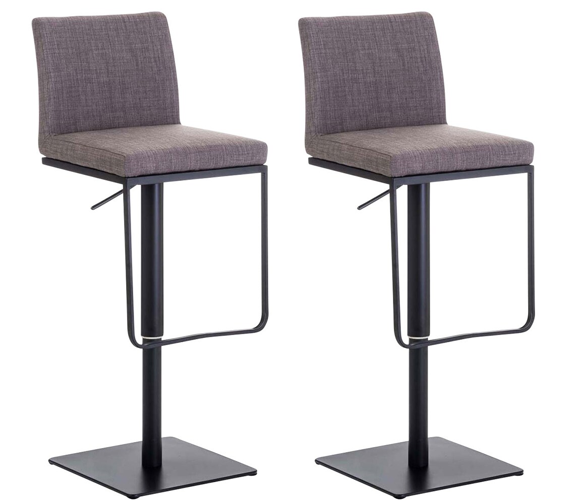 CLP 2er Set Barhocker Panama B Stoff Farbe: grau, Gestell Farbe: schwarz
