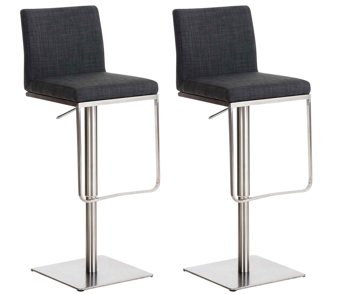 CLP 2er Set Barhocker Panama E Stoff Farbe: dunkelgrau, Gestell Farbe: edelstahl