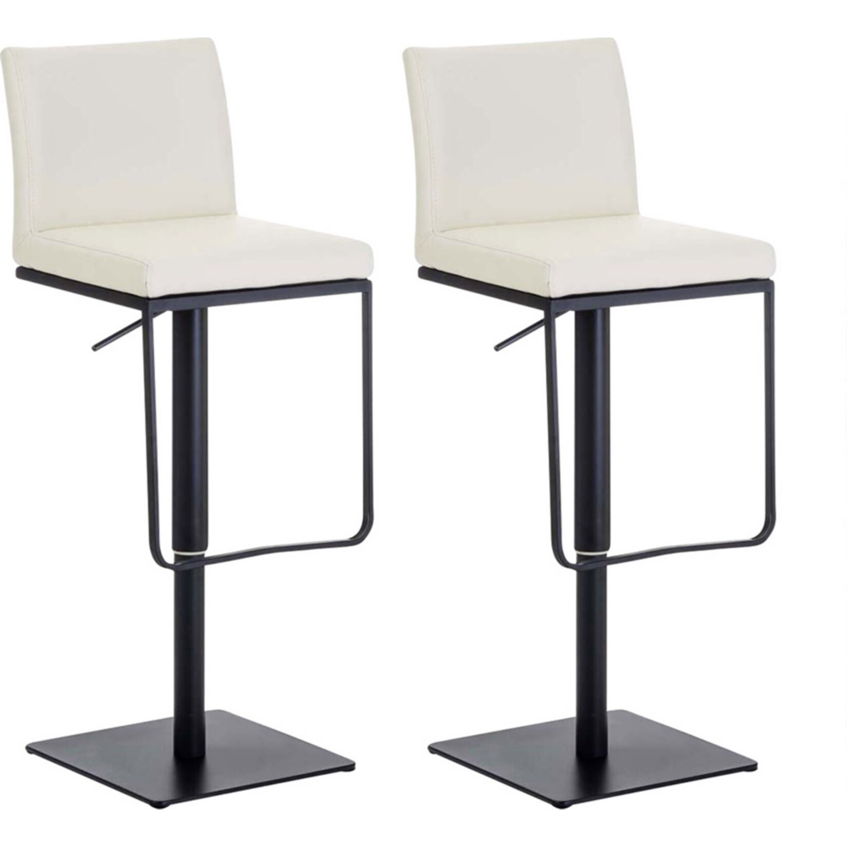 CLP 2er Set Barhocker Panama Mit Kunstlederbezug I H&ouml;henverstellbarer Barstuhl I Thekenhocker Mit Lehne Und Fu&szlig;st&uuml;tze 