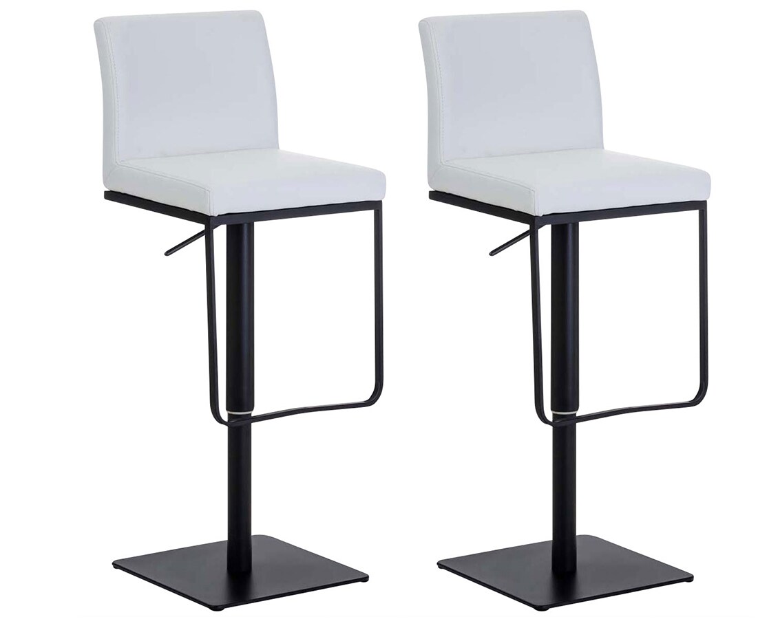 CLP 2er Set Barhocker Panama B Kunstleder Farbe: weiß, Gestell Farbe: schwarz