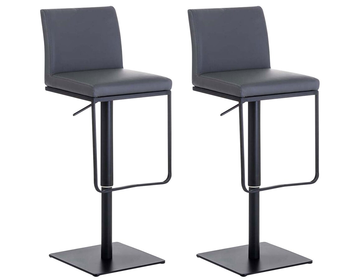 CLP 2er Set Barhocker Panama B Kunstleder Farbe: grau, Gestell Farbe: schwarz