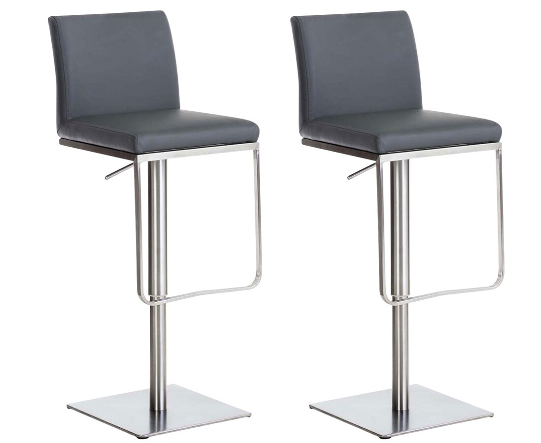 CLP 2er Set Barhocker Panama E Kunstleder Farbe: grau, Gestell Farbe: edelstahl