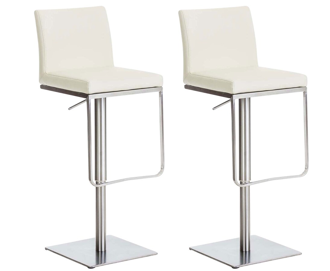 CLP 2er Set Barhocker Panama E Kunstleder Farbe: creme, Gestell Farbe: edelstahl