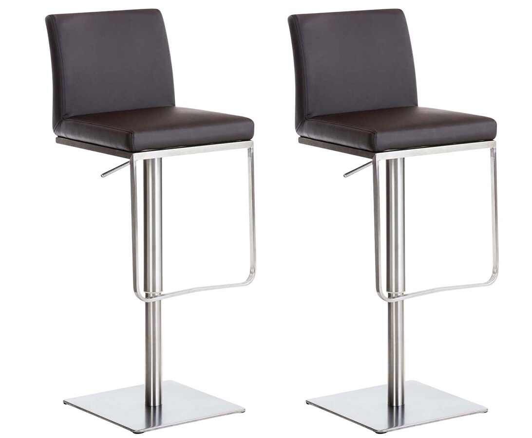 CLP 2er Set Barhocker Panama E Kunstleder Farbe: braun, Gestell Farbe: edelstahl