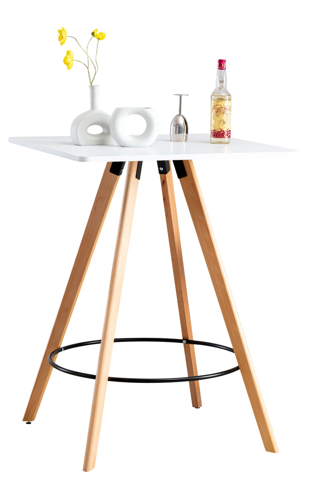 CLP Stehtisch Nerja Eckig I Bartisch Im skandinavischen Stil I Quadratischer Bistrotisch I Partytisch Aus Buchenholz 