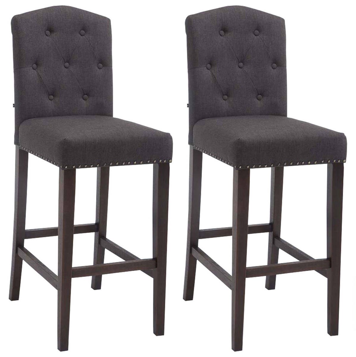 CLP 2er Set Barhocker Louise Stoff antik Farbe: dunkelgrau, Gestell Farbe: antik