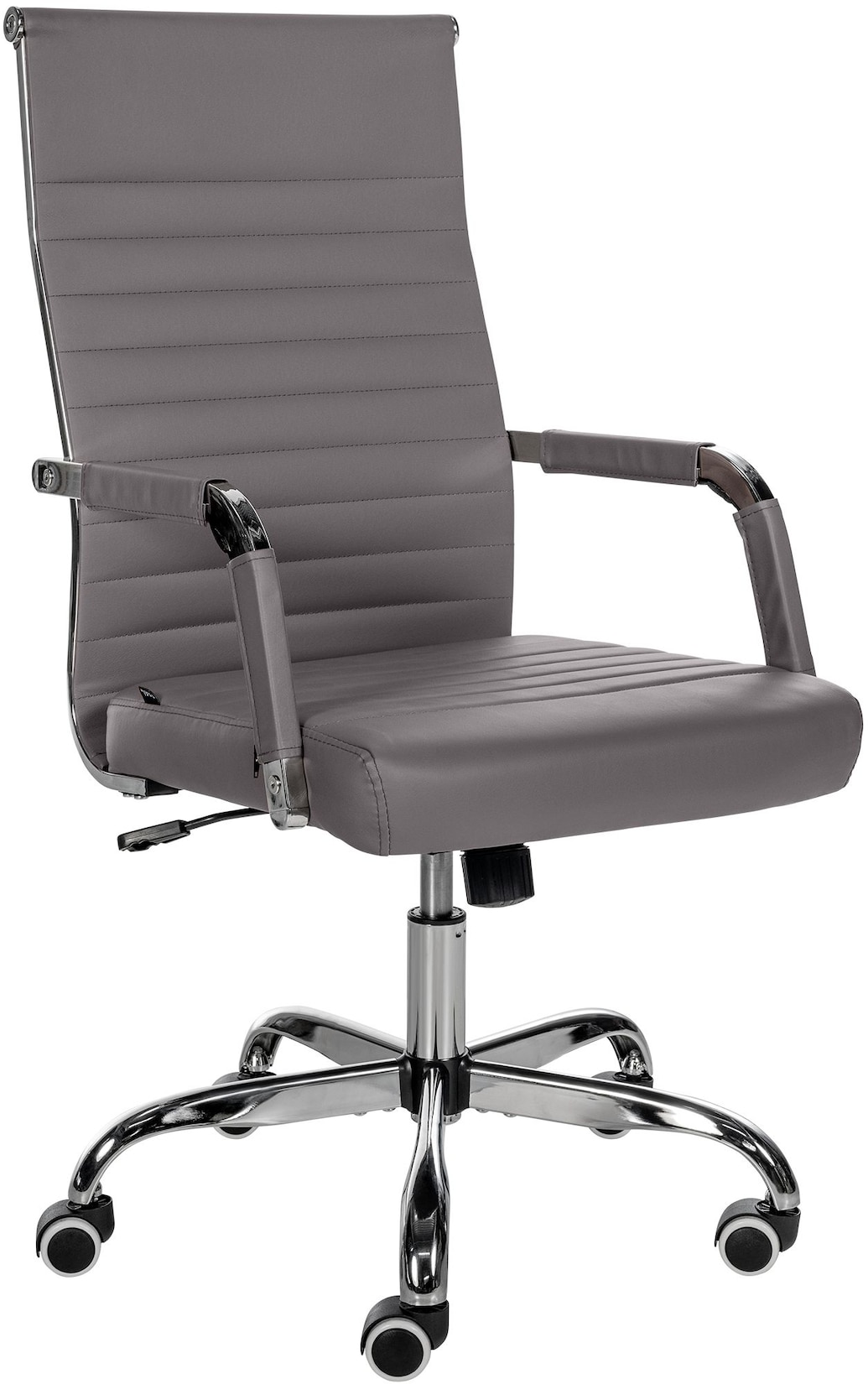 CLP Chaise de bureau Amadora avec hauteur réglable et Pied en métal , Gris/Similicuir