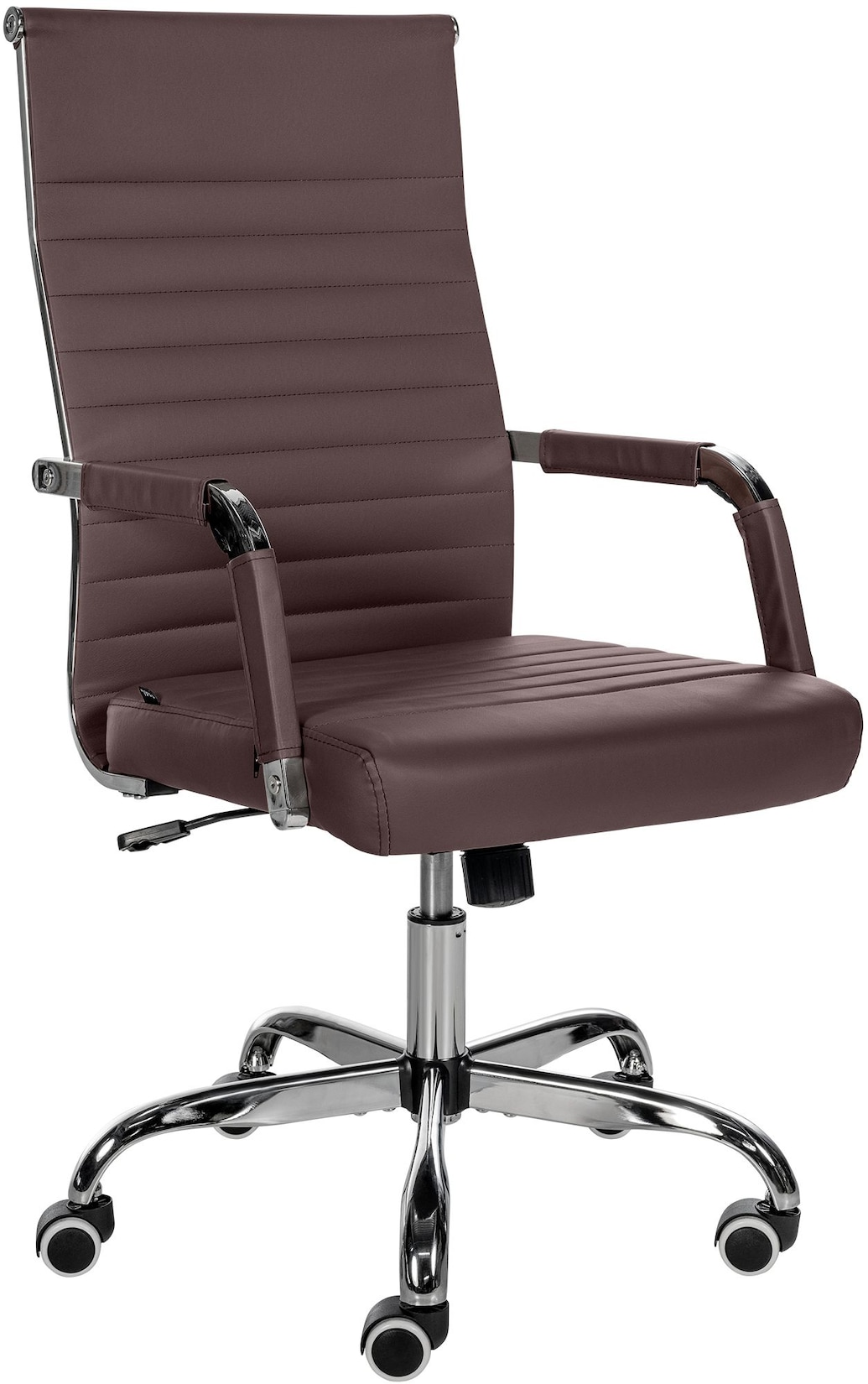 CLP Chaise de bureau Amadora avec hauteur réglable et Pied en métal , Marron/Similicuir