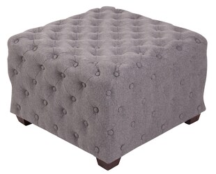 CLP Sitzhocker Nimes Stoff I Polsterhocker Eckig I Gesteppter Hocker Mit Zierknöpfen I Gepolstert 