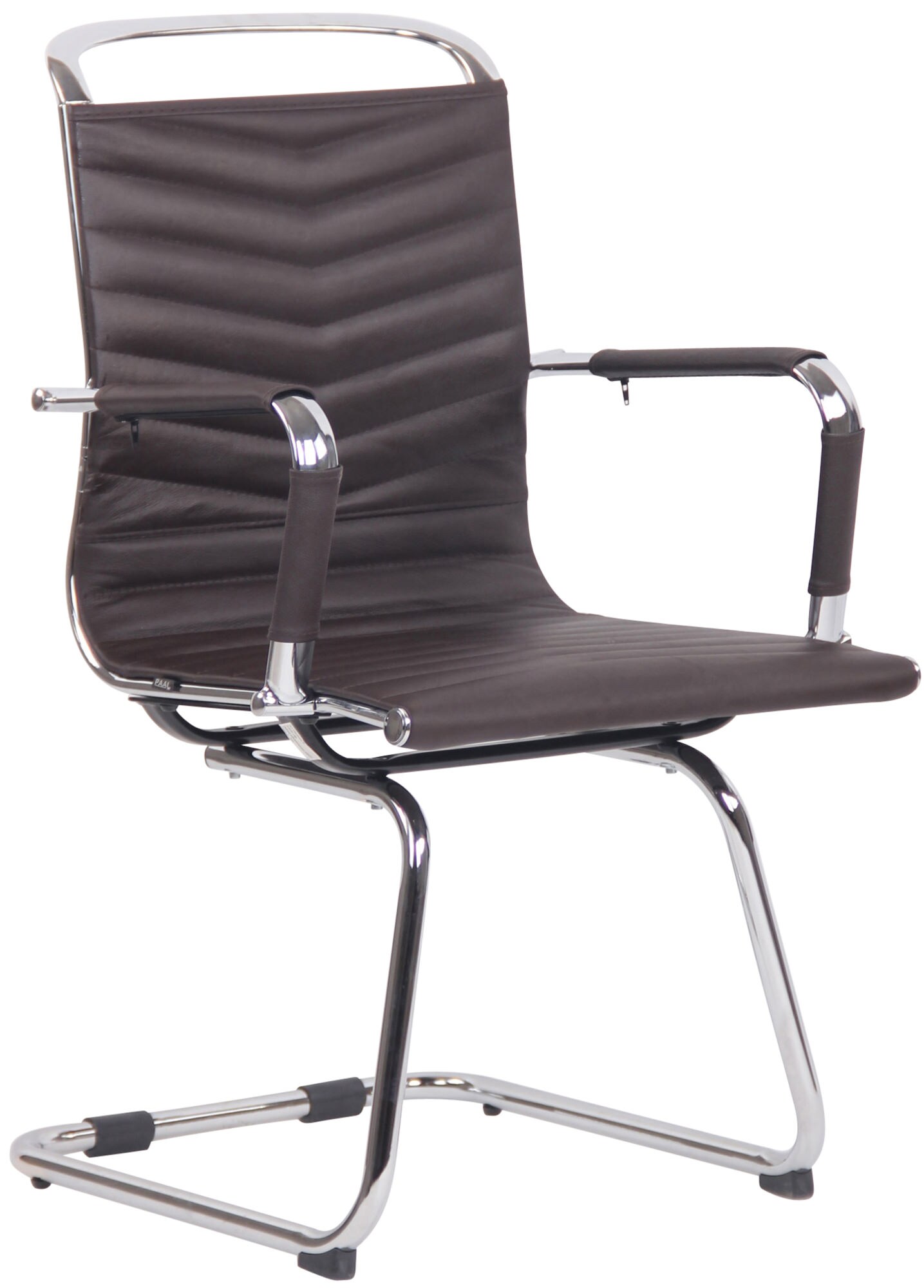 CLP Besucherstuhl Burnley Mit Armlehne I Kunstleder- Oder Echtlederbezug I Freischwinger mit Bodenschonern 