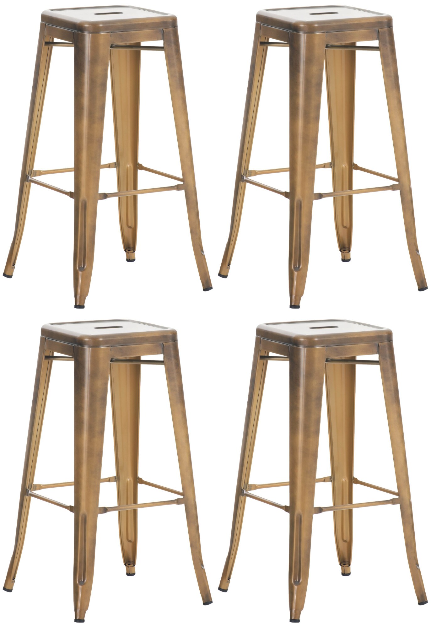 CLP 4er Set Barhocker Joshua I Stapelbare Tresenhocker aus Metall I Barst&uuml;hle mit Fu&szlig;st&uuml;tzen I Sitzh&ouml;he 76 cm I Stapelhocker 