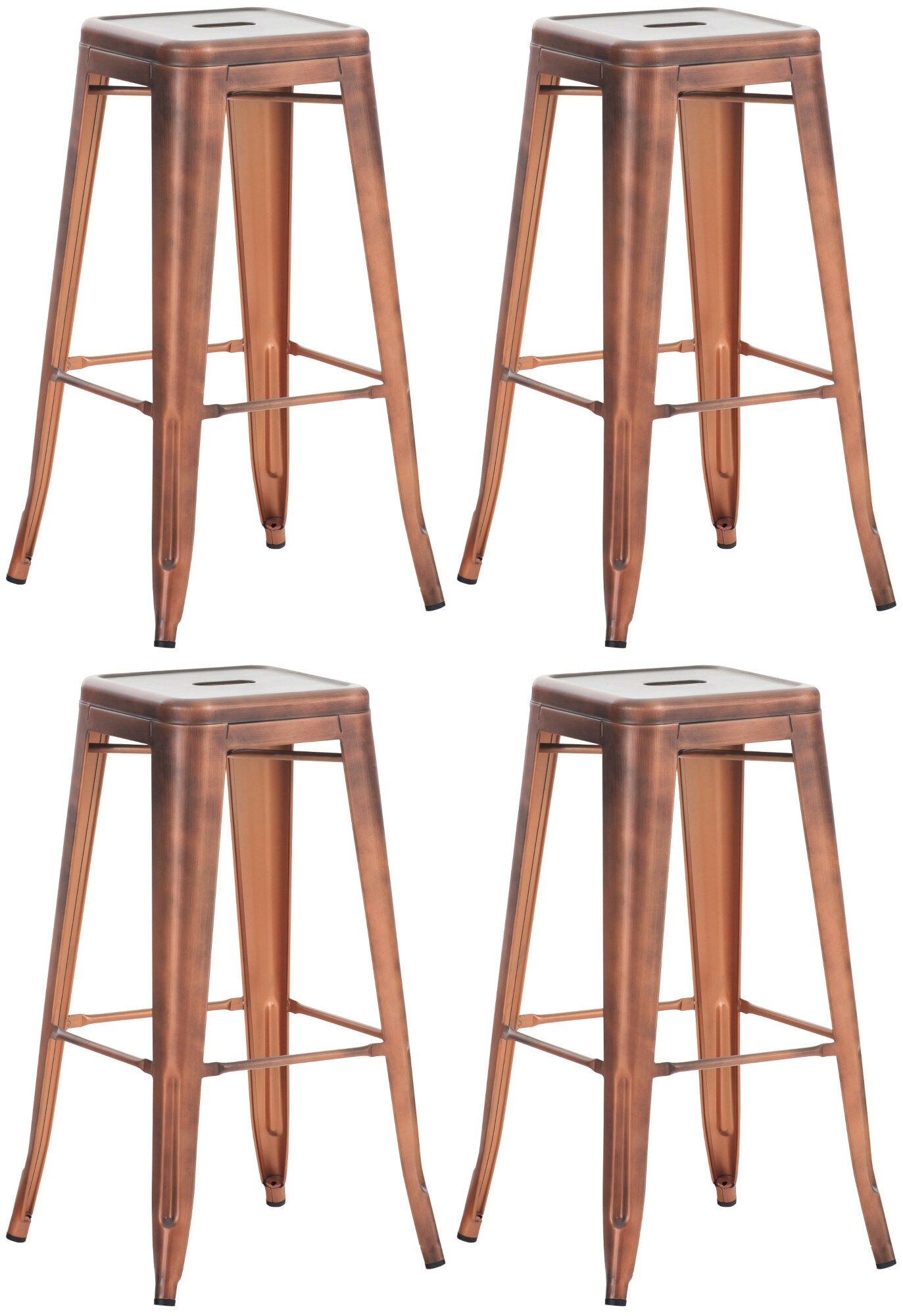 CLP 4er Set Barhocker Joshua I Stapelbare Tresenhocker aus Metall I Barst&uuml;hle mit Fu&szlig;st&uuml;tzen I Sitzh&ouml;he 76 cm I Stapelhocker 