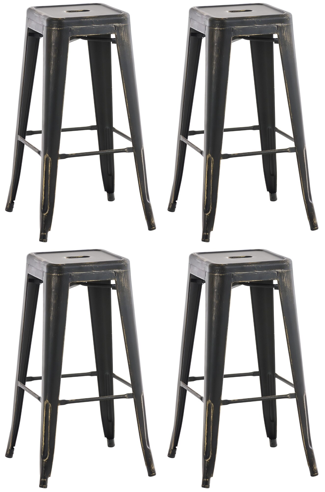 CLP 4er Set Barhocker Joshua I Stapelbare Tresenhocker aus Metall I Barst&uuml;hle mit Fu&szlig;st&uuml;tzen I Sitzh&ouml;he 76 cm I Stapelhocker 
