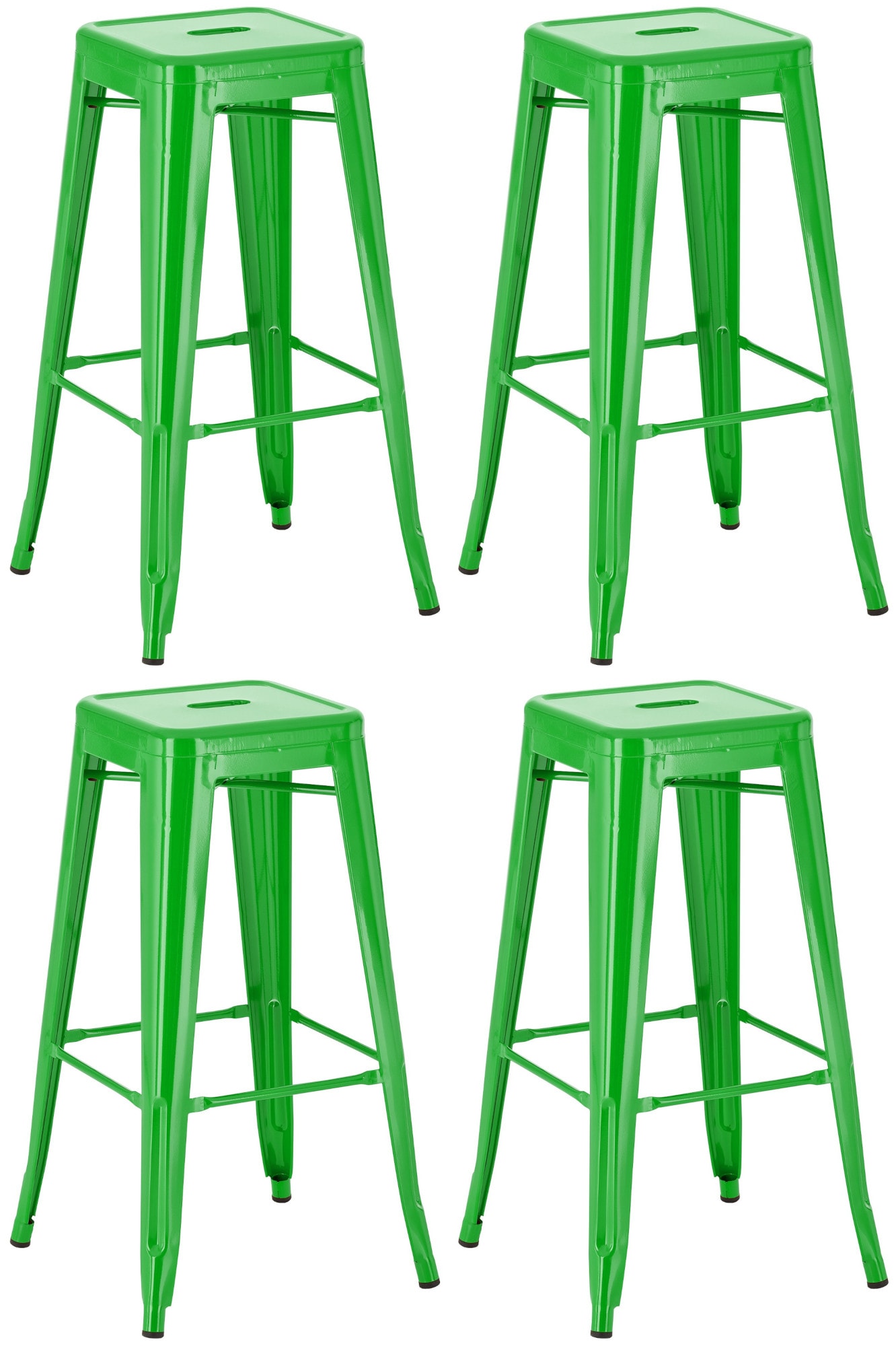 CLP 4er Set Barhocker Joshua I Stapelbare Tresenhocker aus Metall I Barst&uuml;hle mit Fu&szlig;st&uuml;tzen I Sitzh&ouml;he 76 cm I Stapelhocker 