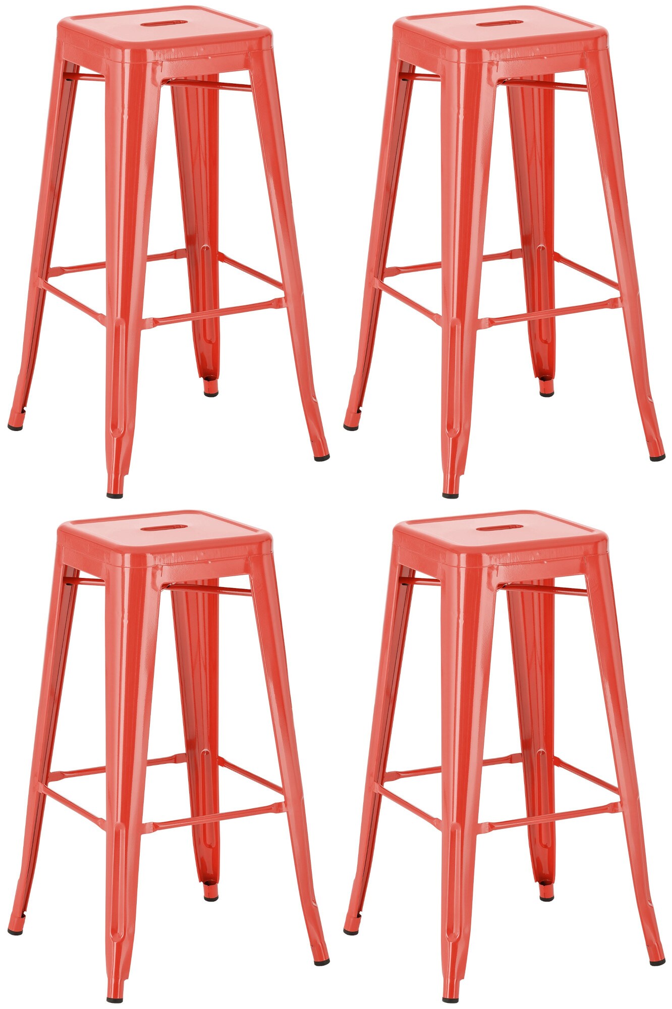 CLP 4er Set Barhocker Joshua I Stapelbare Tresenhocker aus Metall I Barst&uuml;hle mit Fu&szlig;st&uuml;tzen I Sitzh&ouml;he 76 cm I Stapelhocker 