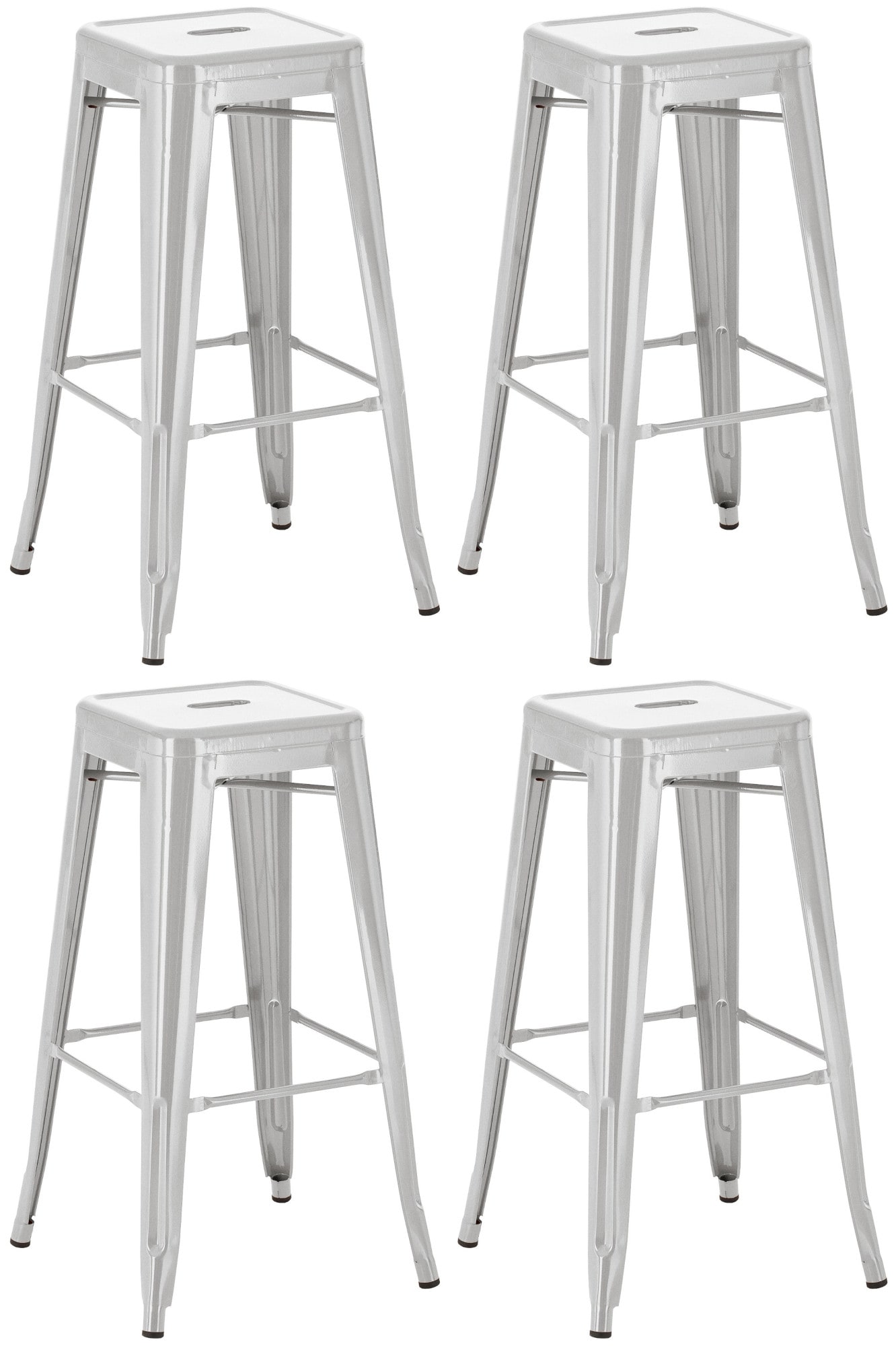 CLP 4er Set Barhocker Joshua I Stapelbare Tresenhocker aus Metall I Barst&uuml;hle mit Fu&szlig;st&uuml;tzen I Sitzh&ouml;he 76 cm I Stapelhocker 