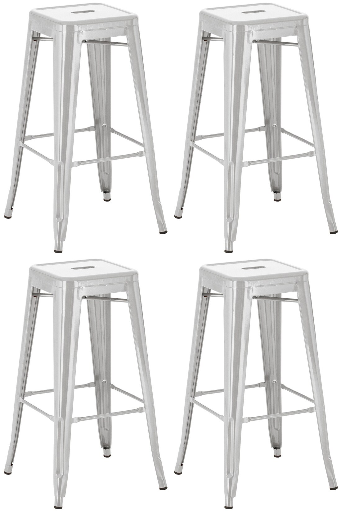 CLP 4er Set Barhocker Joshua I Stapelbare Tresenhocker aus Metall I Barstühle mit Fußstützen I Sitzhöhe 76 cm I Stapelhocker