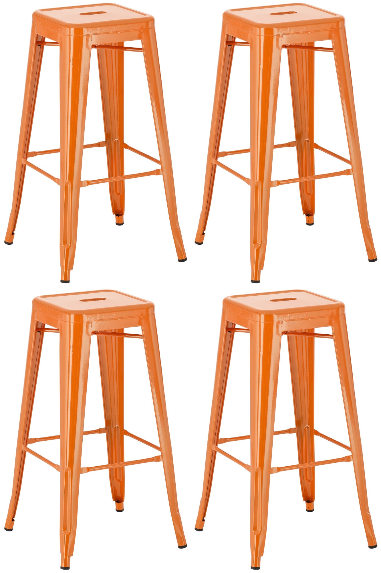 CLP 4er Set Barhocker Joshua I Stapelbare Tresenhocker aus Metall I Barst&uuml;hle mit Fu&szlig;st&uuml;tzen I Sitzh&ouml;he 76 cm I Stapelhocker 
