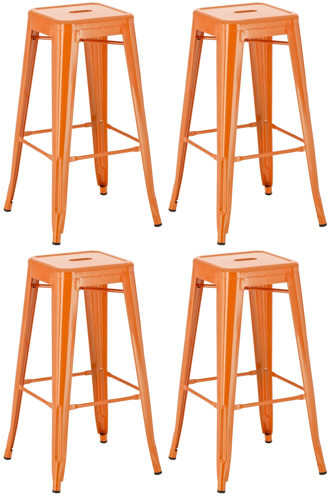 CLP 4er Set Barhocker Joshua I Stapelbare Tresenhocker aus Metall I Barstühle mit Fußstützen I Sitzhöhe 76 cm I Stapelhocker