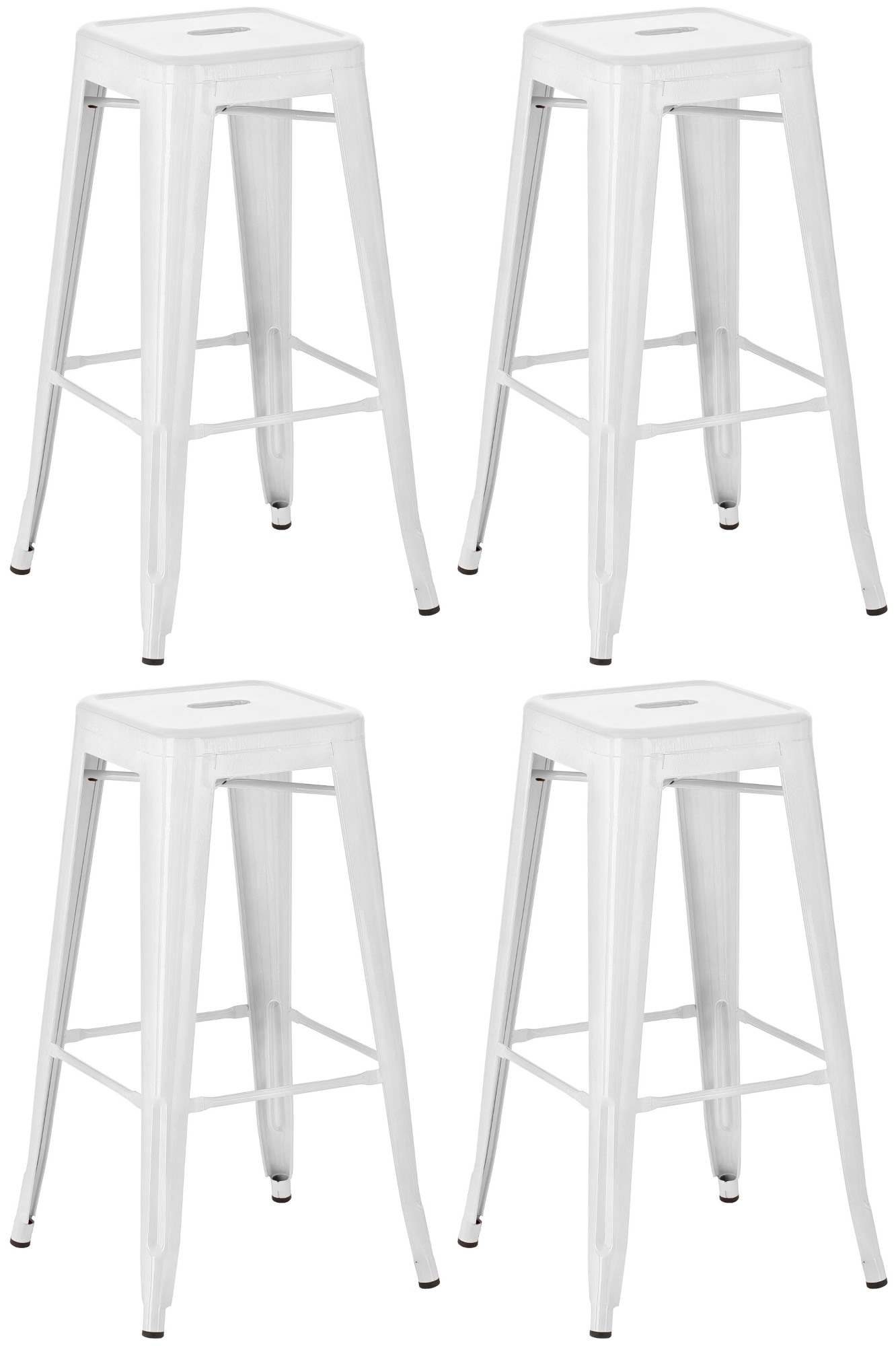 CLP 4er Set Barhocker Joshua I Stapelbare Tresenhocker aus Metall I Barst&uuml;hle mit Fu&szlig;st&uuml;tzen I Sitzh&ouml;he 76 cm I Stapelhocker 