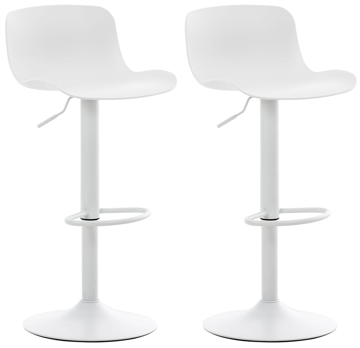 CLP 2er Set Barhocker Almada Mit Kunststoffsitz I H&ouml;henverstellbarer Tresenstuhl Mit Lehne I Thekenhocker Mit Trompetenfu&szlig; 
