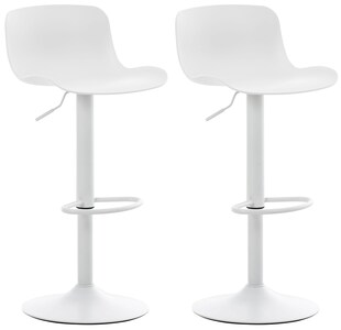 CLP 2er Set Barhocker Almada Mit Kunststoffsitz I Höhenverstellbarer Tresenstuhl Mit Lehne I Thekenhocker Mit Trompetenfuß 