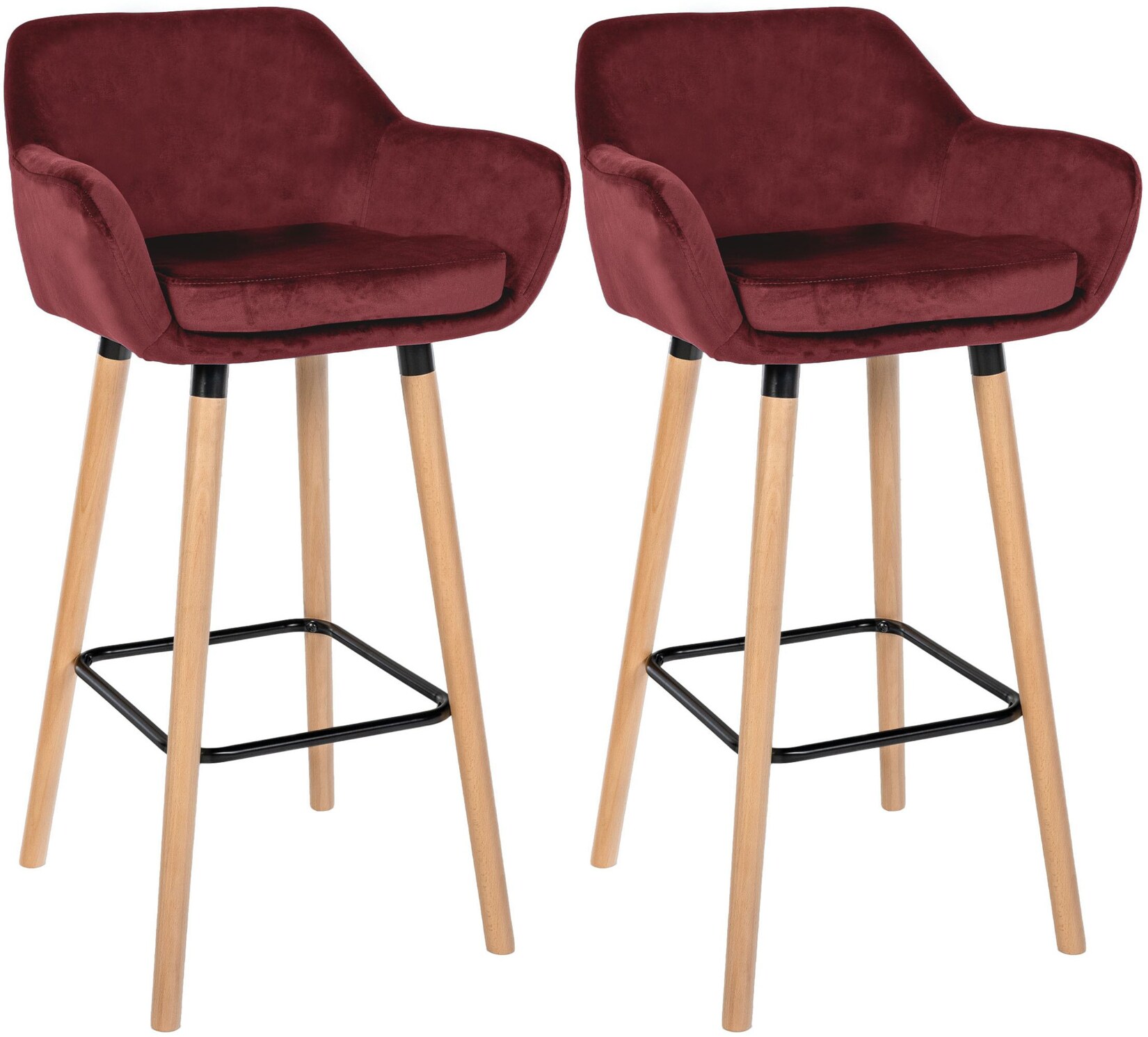 CLP 2er Set Barhocker Grant Samt Farbe: rot