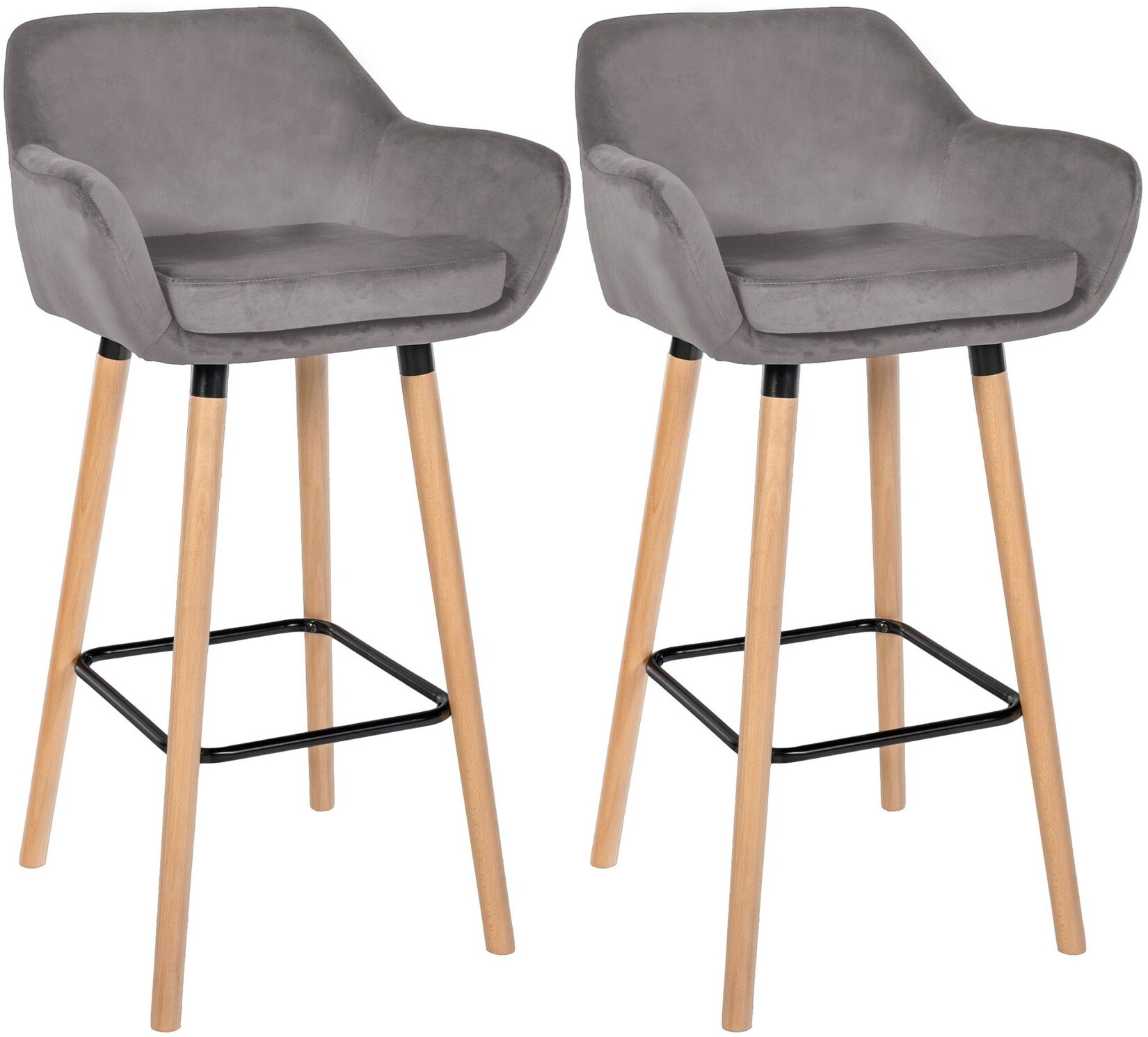 CLP 2er Set Barhocker Grant Samt Farbe: grau