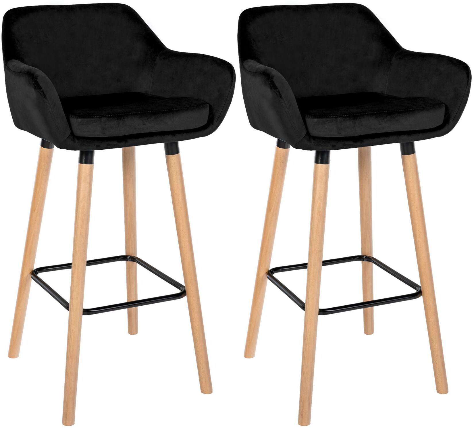 CLP 2er Set Barhocker Grant Samt Farbe: schwarz