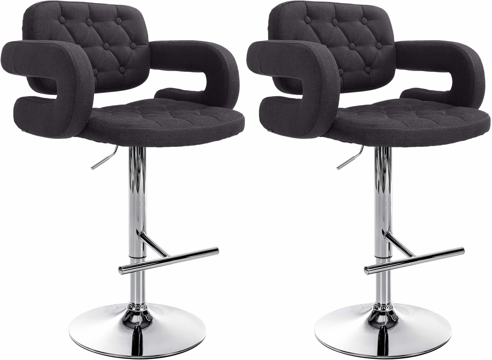 CLP 2er Set Barhocker Dublin Mit Stoff-Bezug I Höhenverstellbar