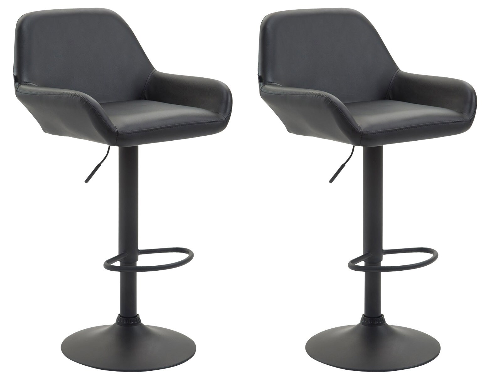 CLP 2er Set Barhocker Braga Kunstleder schwarz Farbe: schwarz, Gestell Farbe: schwarz