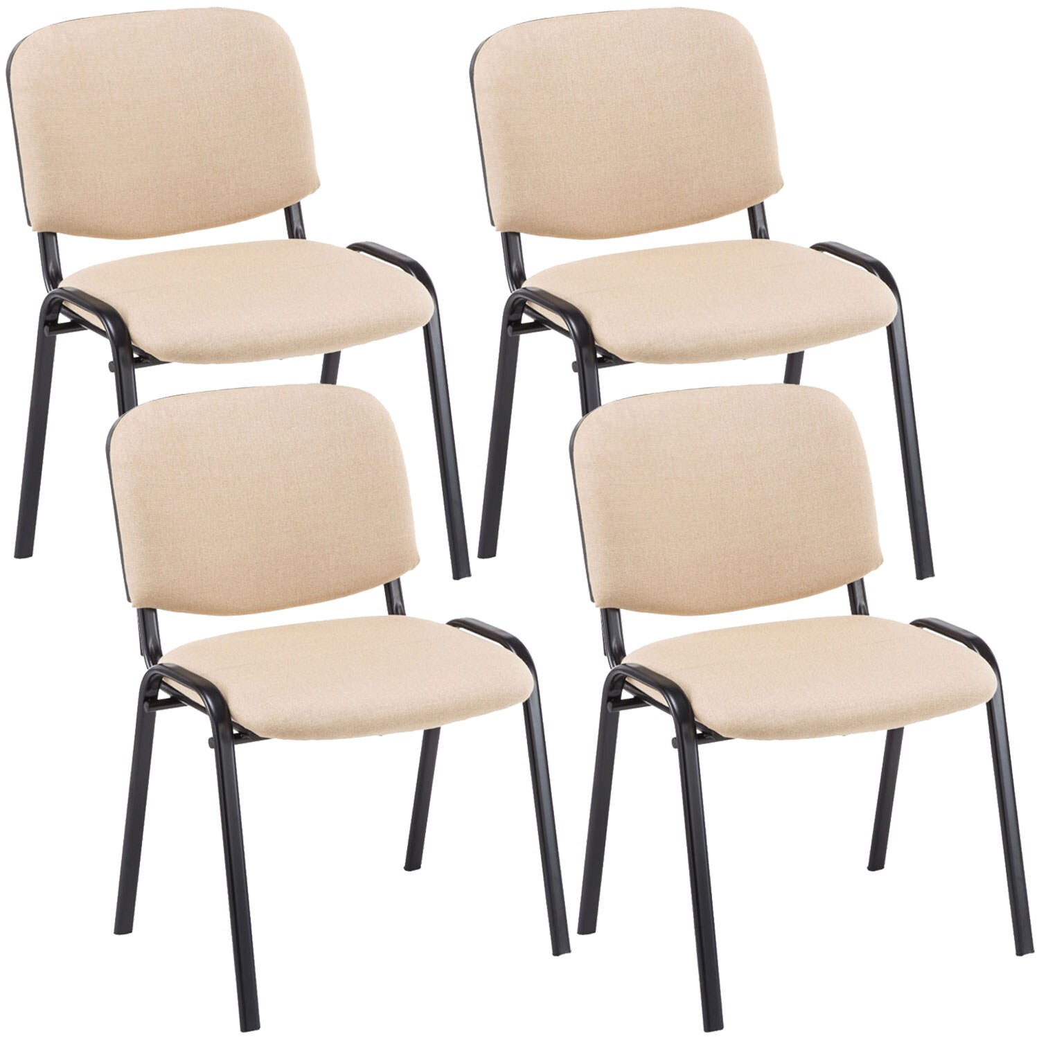 CLP 4er Set Besucherstuhl Ken Stoff - Farbe: creme