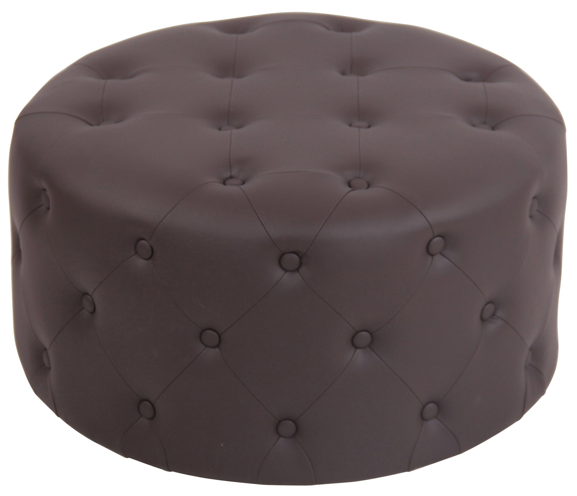 CLP Fu&szlig;hocker Korsika I Kunstleder I Stoff I Polsterhocker Rund I Gesteppter Hocker Mit Zierkn&ouml;pfen 