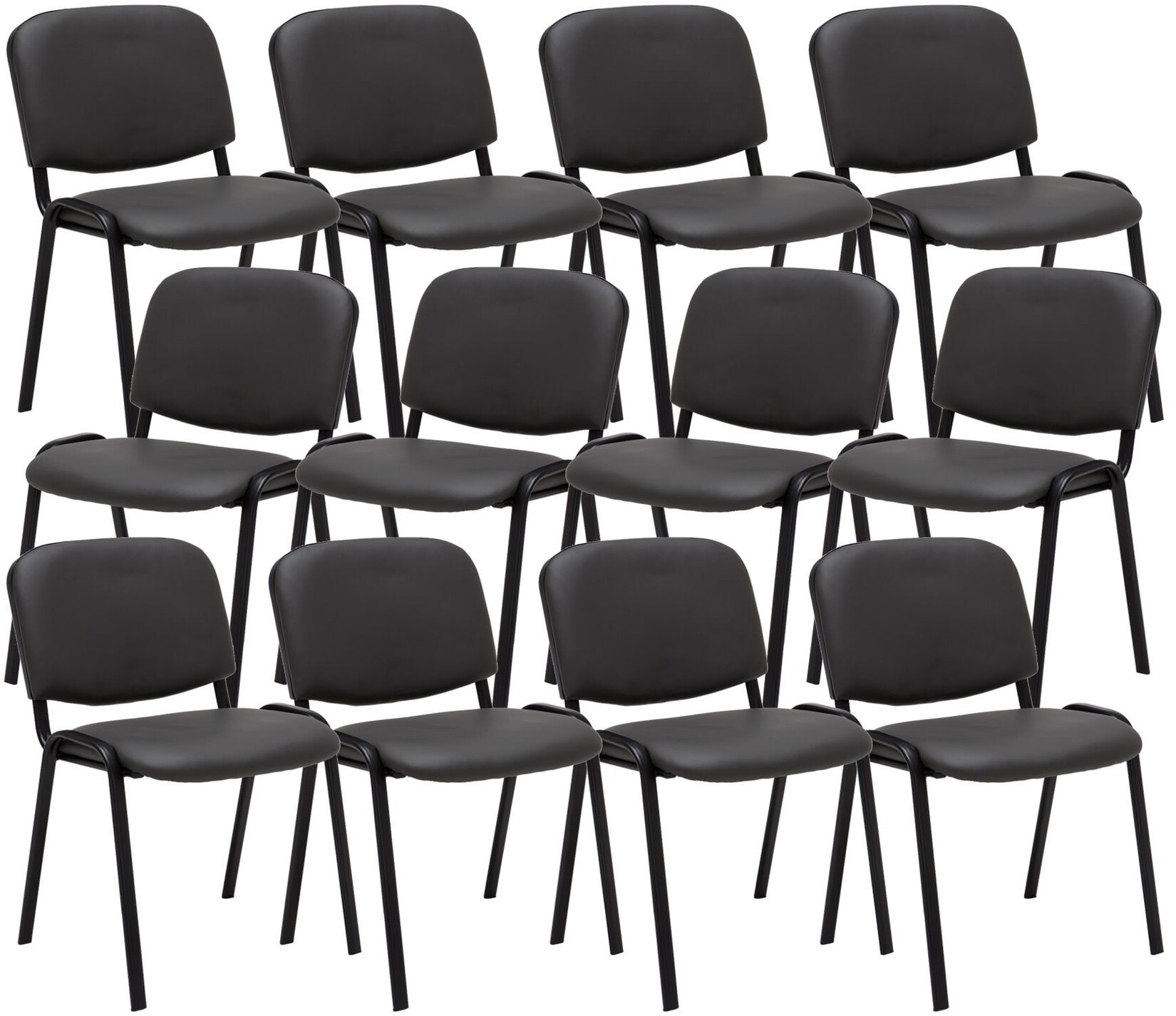 CLP 12er Set Besucherstuhl Ken Kunstleder Farbe: grau