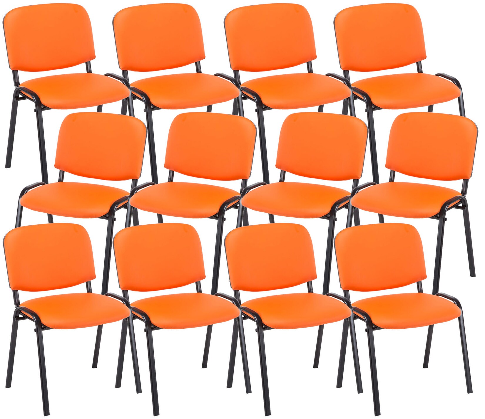 CLP 12er Set Besucherstuhl Ken Kunstleder Farbe: orange