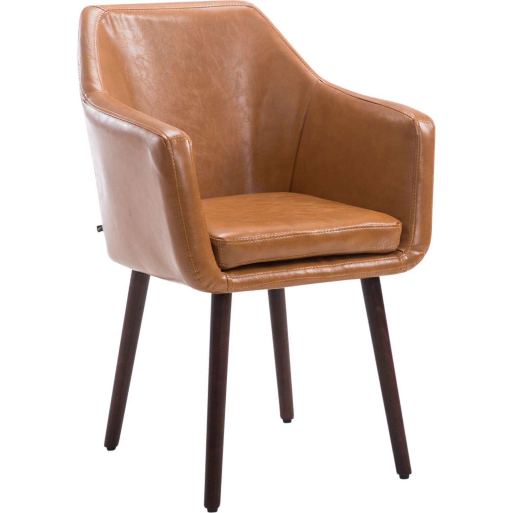 CLP Esszimmerstuhl Utrecht Mit Kunstlederbezug I Polsterstuhl Mit Robustem Holzgestell I Retrostuhl mit Bodenschonern I Verschiedene Farben 