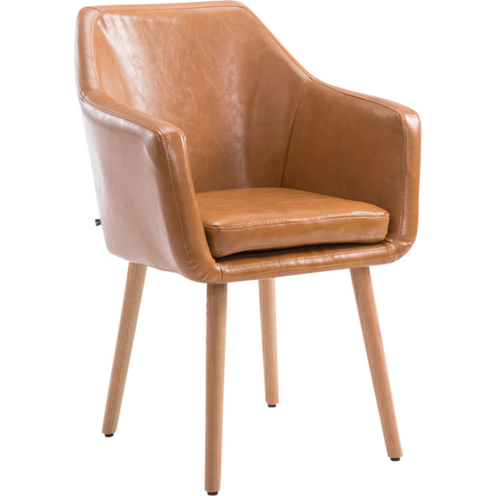 CLP Esszimmerstuhl Utrecht Mit Kunstlederbezug I Polsterstuhl Mit Robustem Holzgestell I Retrostuhl mit Bodenschonern I Verschiedene Farben 