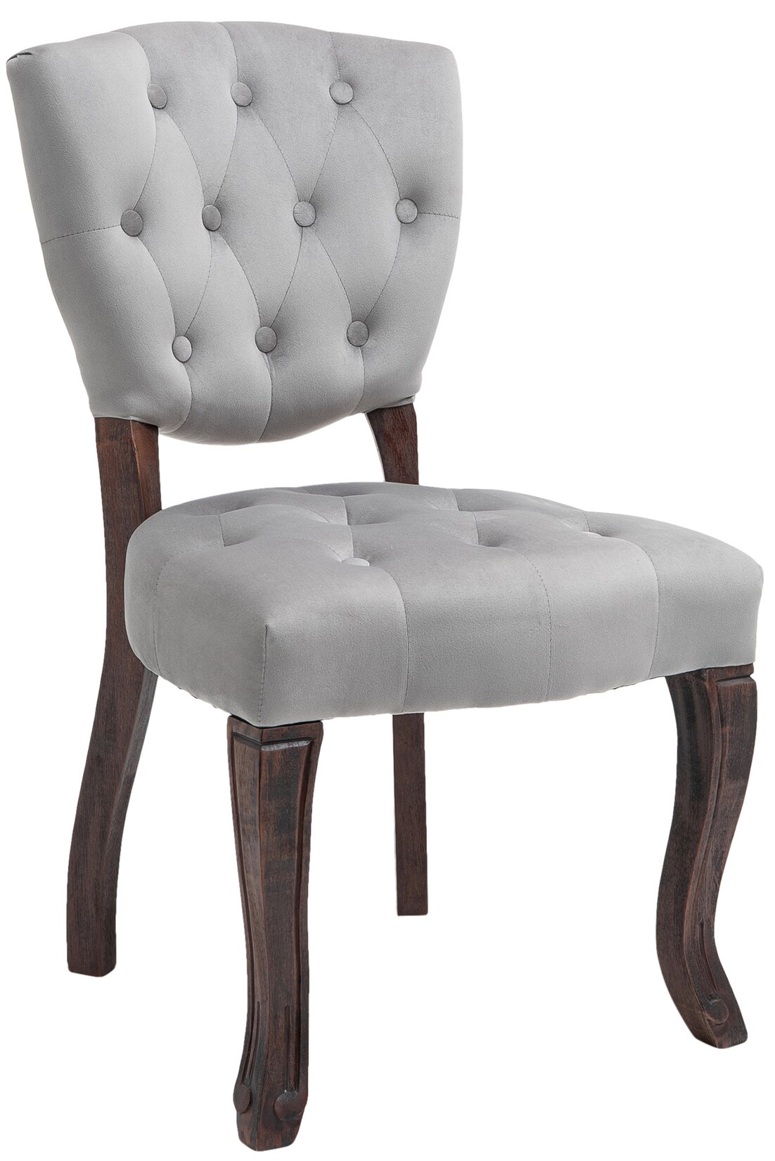 CLP Esszimmerstuhl Elysa Samt I Polsterstuhl Gesteppt Chesterfield Design I Lehnstuhl Mit Kautschukholz Gestell I Max. Belastbarkeit 120 kg