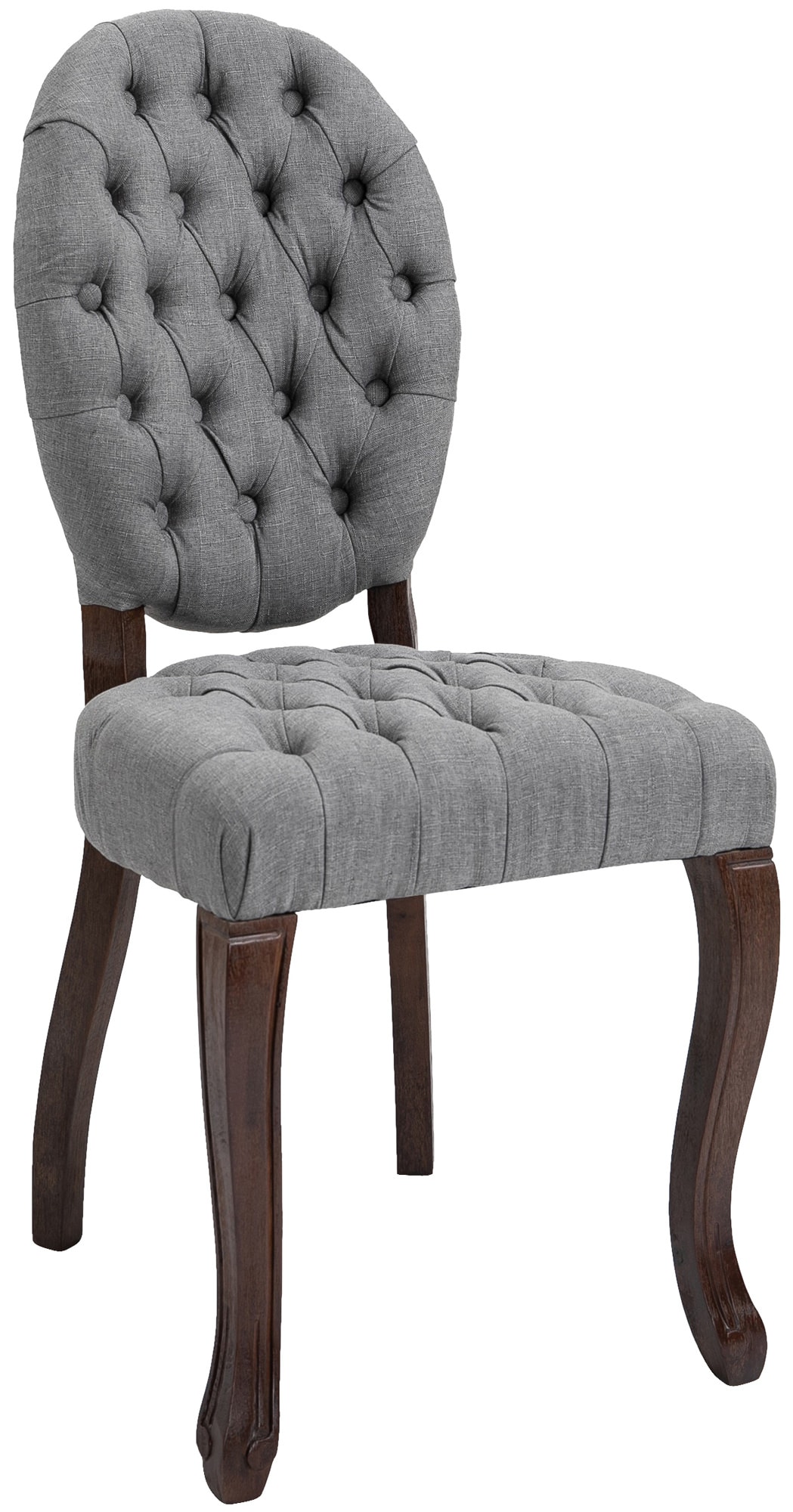CLP Esszimmerstuhl Temara Stoff I Polsterstuhl Gesteppt Chesterfield Design I Lehnstuhl Mit Kautschukholz Gestell I Max. Belastbarkeit 120 kg 
