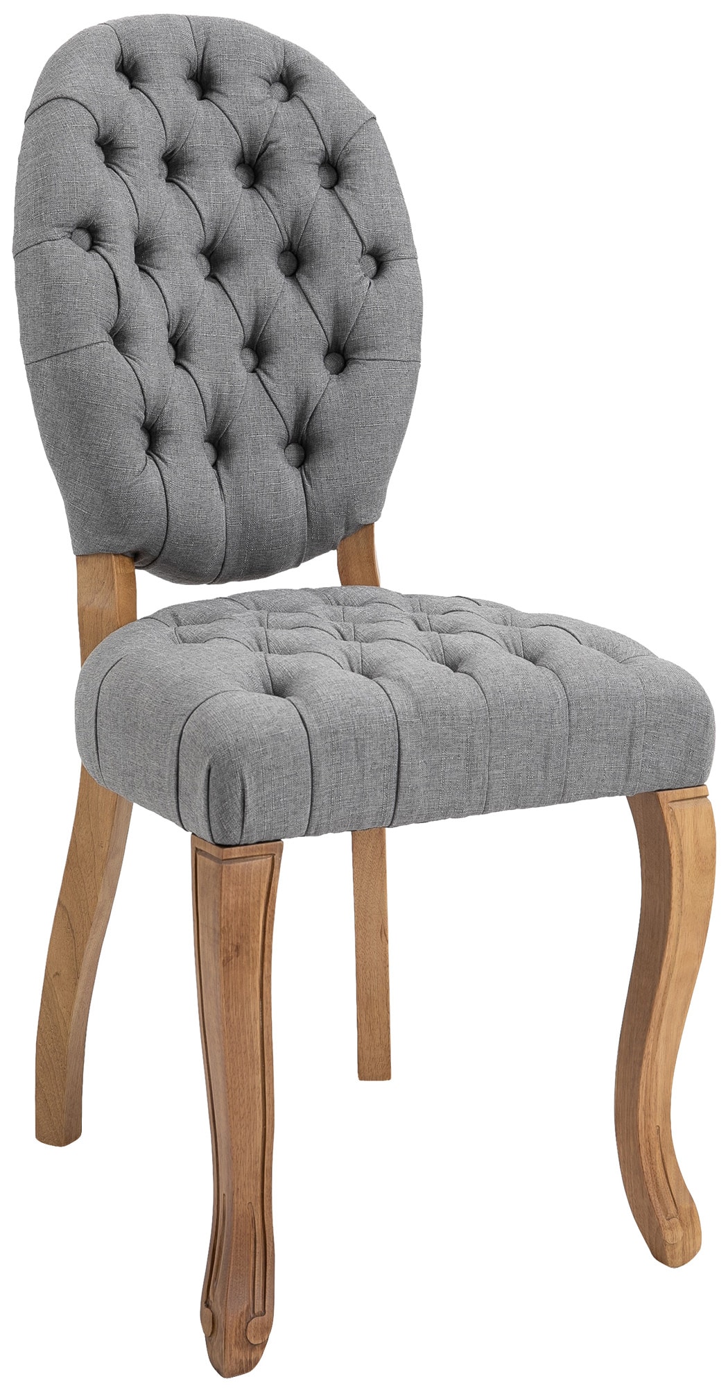 CLP Esszimmerstuhl Temara Stoff I Polsterstuhl Gesteppt Chesterfield Design I Lehnstuhl Mit Kautschukholz Gestell I Max. Belastbarkeit 120 kg 